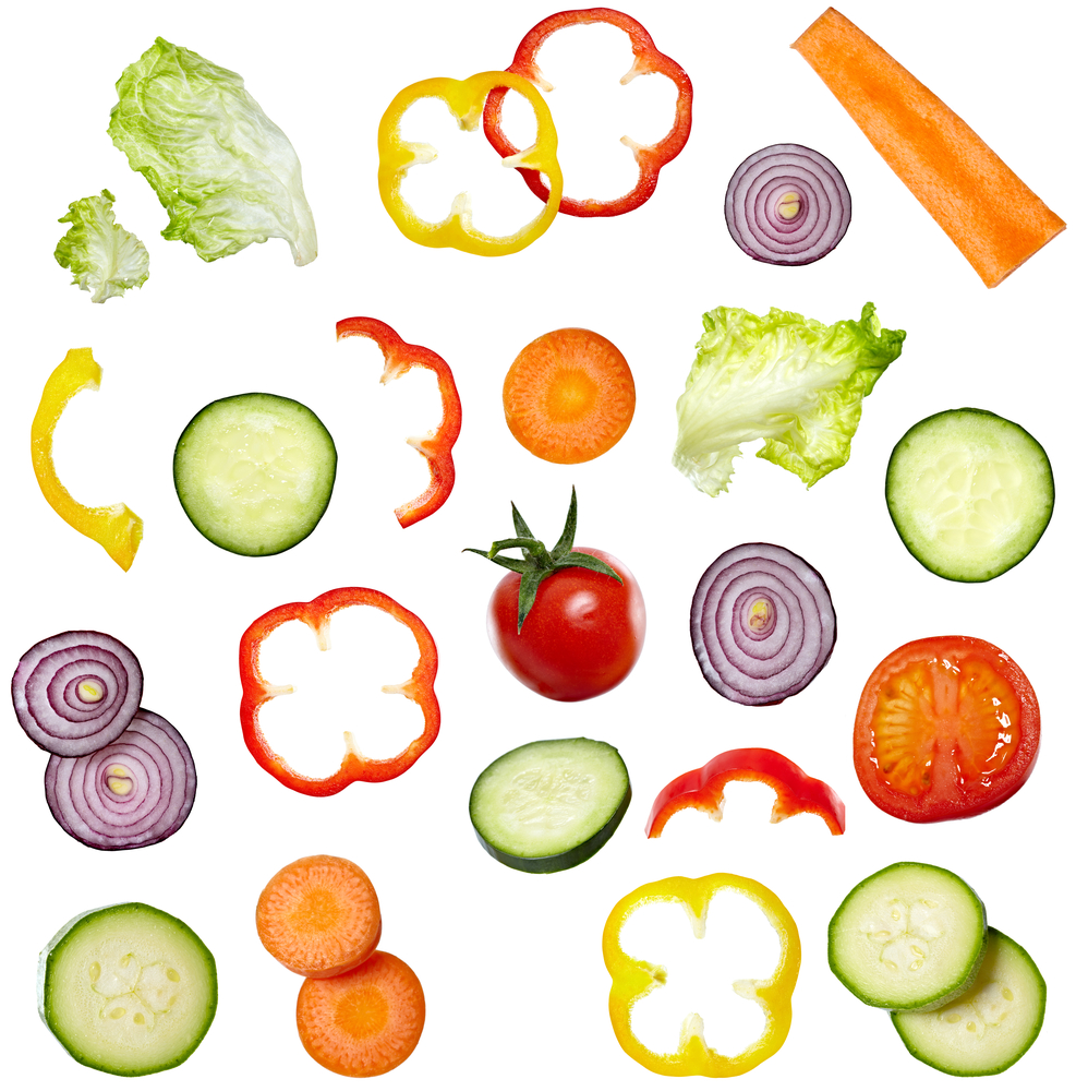 collection of vegetables on white background